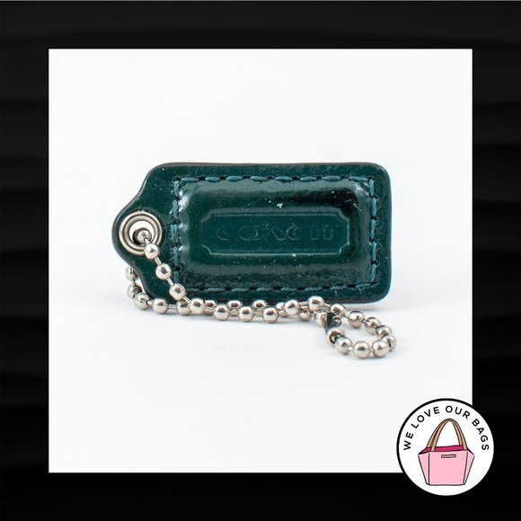 1.5" Small COACH BLUE PATENT LEATHER KEY FOB CHARM KEYCHAIN HANG TAG WRISTLET - Picture 1 of 1